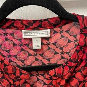 Dana Buchman Red and Black Geometric Blouse